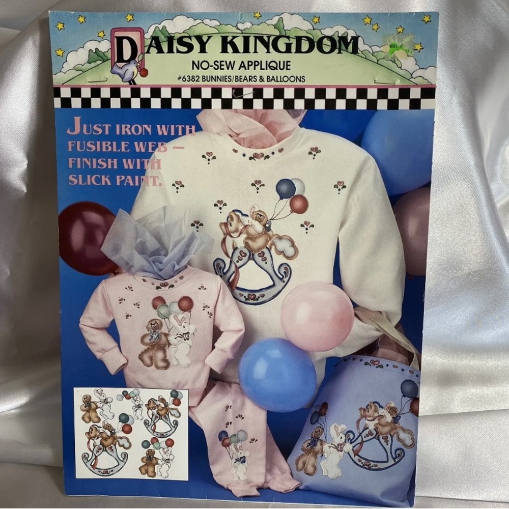 Daisy Kingdom Bunnies, Bears & Balloons No Sew Fabric Applique 6382.